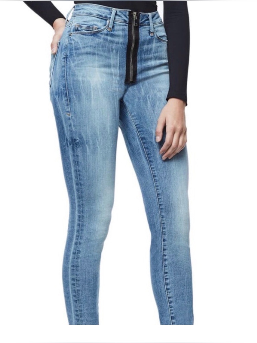 Good American Good Waist Exposed Zipper Skinny Jeans size 6 / 28